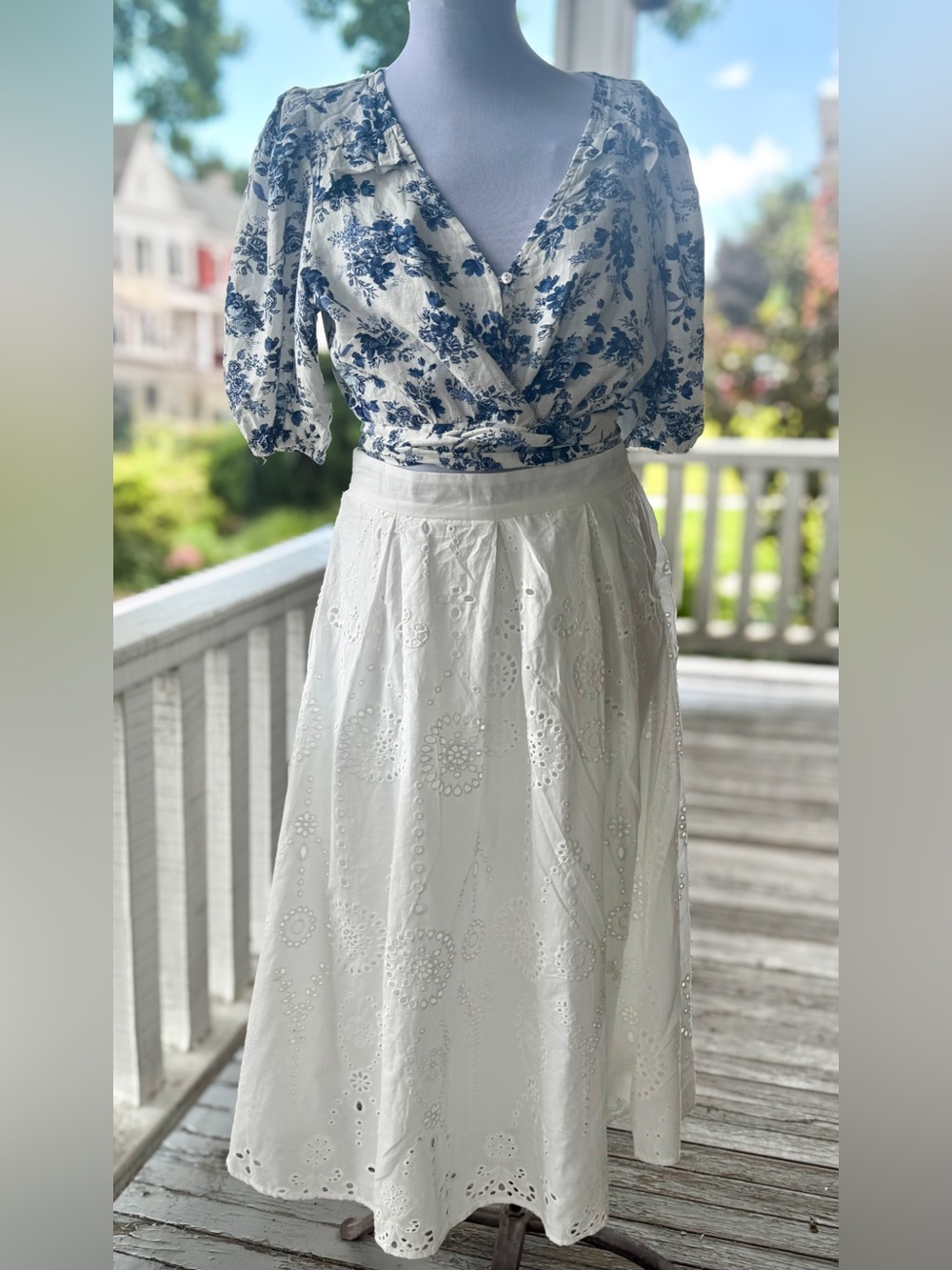 Haute Monde White Eyelet Maxi Skirt